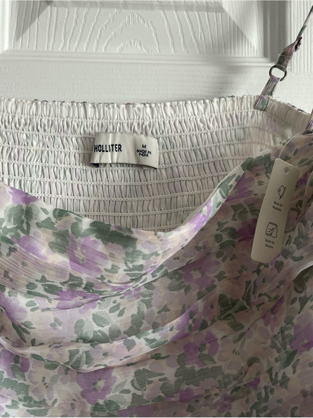 Hollister Lilac Floral Spaghetti-Strap Sundress with pockets and built-in shorts - Picture 2 of 5